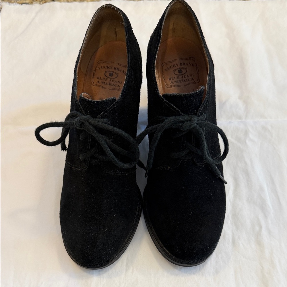 Lucky Brand Women's Black Lace-Up Ankle Booties